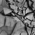Destruction demolition concrete wall fragments of explosion Royalty Free Stock Photo