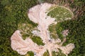 Destruction of forests and ecological system by garbage removal in forests, top view, destructive destruction of nature.