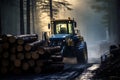 Destruction of forests with heavy machinery