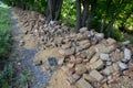 Destruction of the garden fence. badly fired bricks succumbed to erosion. water and snow flowed inside the wall and the frost tore