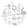 Destruction of nature icons set, outline style Royalty Free Stock Photo