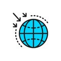 Destruction of the ozone layer flat color line icon.