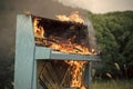 Destruction of the piano. Piano on fire Royalty Free Stock Photo