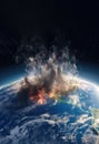 Destruction of planet Earth doomsday smoke and fire global warming Generative AI Illustration