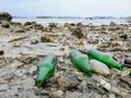 Destruction pollution environment garbage on the beach