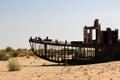 Destruction of the ships - Aral Sea, Uzbekistan Royalty Free Stock Photo