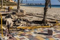 Destruction of the sidewalk after flood