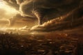 Destructive City tornado vortex. Generate ai Royalty Free Stock Photo