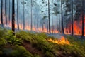 Terrible Forest Fire Destroying Nature Generative AI