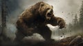 Destructive Grizzly Bear Concept Art A Giant Bear Punching The Ground