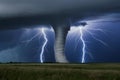Destructive tornado unleashes formidable power with lightning strikes