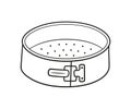 Detachable baking dish in circle shape with removable bottom. Hand rawn non-stick sponge cake pan. Vector illustration