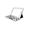 Detachable tablet with keyboard illustration