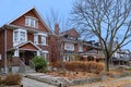 Detached brick houses with gables Royalty Free Stock Photo