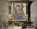 Detached fresco with Madonna and Child in the Holy Savior Church in Castellina in Chianti, Italy.