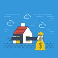 Detached house, family home budget concept