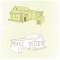 Detached House With Garage 3D Style Royalty Free Stock Photo