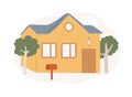 Detached house isolated concept vector illustration.