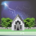 Rural parish church building with thunderstorm Royalty Free Stock Photo
