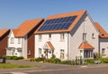 Detached new build home with solar panels on the roof. UK Royalty Free Stock Photo