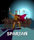 Detachment of Roman legionaries. Logo Spartan. Warriors defender