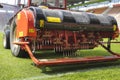 Aeration machine during grasslands football field