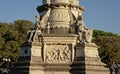 Detail of Afonso de Albuquerque column in Belem, with scultures of winged men Royalty Free Stock Photo