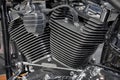 Detail of air cooled engine of motorcycle. Royalty Free Stock Photo
