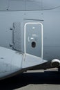 Detail of airplane - door and exit Royalty Free Stock Photo