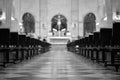 altar and benches of a church Royalty Free Stock Photo