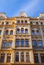 Detail of amazing facade of traditional building in Prague Royalty Free Stock Photo