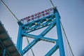 Detail of Ambassador Bridge connecting Windsor, Ontario to Detroit Michigan Royalty Free Stock Photo