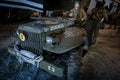 American Army Dodge WC-51 truck driven by an American soldier in World War II on a night mission