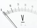 Detail of an analog voltmeter, pointer scale Royalty Free Stock Photo