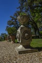 Detail of ancient antique italian columns and vase. Royalty Free Stock Photo