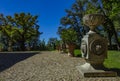 Detail of ancient antique italian columns and vase. Royalty Free Stock Photo