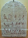 Egyptian Hieroglyphs Carved on Stone Plaque, Louvre Museum, Paris, France