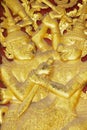 Detail of the ancient golden exterior wall decoration at Wat Xieng Thong Buddhist temple in Luang Prabang, Laos. Royalty Free Stock Photo