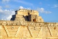 Detail of ancient Mayan architecture in Uxmal archeological site