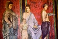 Detail of the ancient painting in the Villa of the Mysteries in Pompeii.