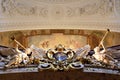 Detail with angels playing the trumpet, inside the beautiful church of San Carlo Borromeo in Vienna. Royalty Free Stock Photo