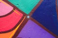 Detail of an anonymous street graffiti with many colors, cheerful urban background Royalty Free Stock Photo