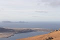 Panoramic view of the volcanic island of La Graciosa in the Atlantic Ocean, Canary Islands, Spain