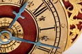 Detail of antique gold and red clock Royalty Free Stock Photo