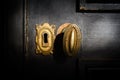 Detail of antique golden door handle knob Royalty Free Stock Photo