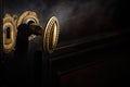 Detail of antique golden door handle knob Royalty Free Stock Photo