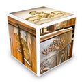 Detail of antique italian furniture just restored - 3D render cube shaped conceptual image Royalty Free Stock Photo