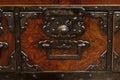 Detail of antique japanese iron-bound chest