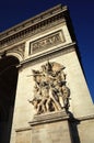 Detail of Arc de Triomphe de l`Etoile. Sculptural group of Triumphal Arch Royalty Free Stock Photo