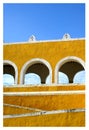Detail arches of the Monastery of Izamal. Royalty Free Stock Photo